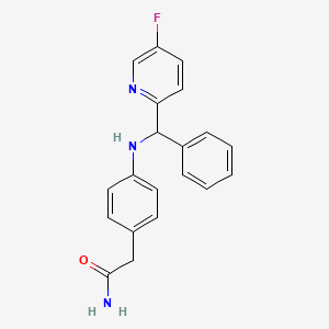 molecular formula C20H18FN3O B7649694 2-[4-[[(5-Fluoropyridin-2-yl)-phenylmethyl]amino]phenyl]acetamide 