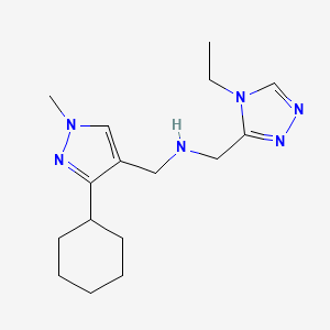 molecular formula C16H26N6 B7649698 1-(3-cyclohexyl-1-methylpyrazol-4-yl)-N-[(4-ethyl-1,2,4-triazol-3-yl)methyl]methanamine 