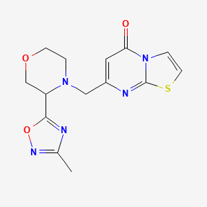 molecular formula C14H15N5O3S B7649829 7-[[3-(3-Methyl-1,2,4-oxadiazol-5-yl)morpholin-4-yl]methyl]-[1,3]thiazolo[3,2-a]pyrimidin-5-one 