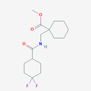 molecular formula C16H25F2NO3 B7649933 Methyl 1-[[(4,4-difluorocyclohexanecarbonyl)amino]methyl]cyclohexane-1-carboxylate 