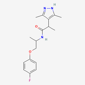 molecular formula C17H22FN3O2 B7650019 2-(3,5-dimethyl-1H-pyrazol-4-yl)-N-[1-(4-fluorophenoxy)propan-2-yl]propanamide 