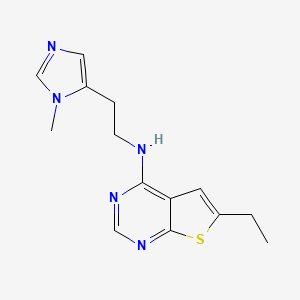 molecular formula C14H17N5S B7650034 6-ethyl-N-[2-(3-methylimidazol-4-yl)ethyl]thieno[2,3-d]pyrimidin-4-amine 