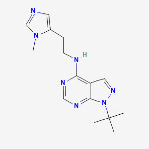 molecular formula C15H21N7 B7650042 1-tert-butyl-N-[2-(3-methylimidazol-4-yl)ethyl]pyrazolo[3,4-d]pyrimidin-4-amine 