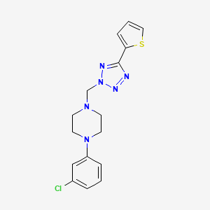 molecular formula C16H17ClN6S B7650200 1-(3-Chlorophenyl)-4-[(5-thiophen-2-yltetrazol-2-yl)methyl]piperazine 