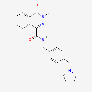 molecular formula C22H24N4O2 B7650213 3-methyl-4-oxo-N-[[4-(pyrrolidin-1-ylmethyl)phenyl]methyl]phthalazine-1-carboxamide 