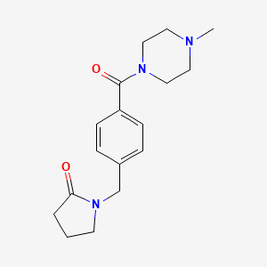 molecular formula C17H23N3O2 B7650255 1-[[4-(4-Methylpiperazine-1-carbonyl)phenyl]methyl]pyrrolidin-2-one 