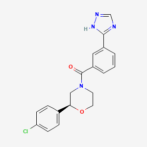 molecular formula C19H17ClN4O2 B7650276 [(2S)-2-(4-chlorophenyl)morpholin-4-yl]-[3-(1H-1,2,4-triazol-5-yl)phenyl]methanone 