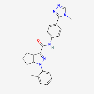 molecular formula C23H22N6O B7650316 1-(2-methylphenyl)-N-[4-(4-methyl-1,2,4-triazol-3-yl)phenyl]-5,6-dihydro-4H-cyclopenta[c]pyrazole-3-carboxamide 