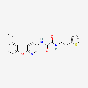 molecular formula C21H21N3O3S B7650325 N'-[6-(3-ethylphenoxy)pyridin-3-yl]-N-(2-thiophen-2-ylethyl)oxamide 