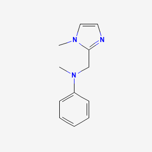 molecular formula C12H15N3 B7650350 N-methyl-N-[(1-methylimidazol-2-yl)methyl]aniline 