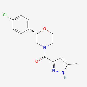 molecular formula C15H16ClN3O2 B7650389 [(2S)-2-(4-chlorophenyl)morpholin-4-yl]-(5-methyl-1H-pyrazol-3-yl)methanone 