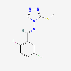 molecular formula C10H8ClFN4S B7650396 N-[(1E)-(5-chloro-2-fluorophenyl)methylene]-3-(methylthio)-4H-1,2,4-triazol-4-amine 