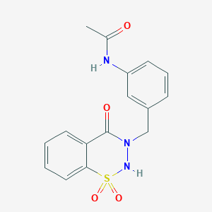 molecular formula C16H15N3O4S B7650490 N-[3-[(1,1,4-trioxo-2H-1lambda6,2,3-benzothiadiazin-3-yl)methyl]phenyl]acetamide 