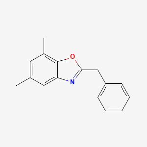 molecular formula C16H15NO B7650507 2-Benzyl-5,7-dimethyl-1,3-benzoxazole 