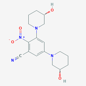 molecular formula C17H22N4O4 B7650519 3,5-bis[(3S)-3-hydroxypiperidin-1-yl]-2-nitrobenzonitrile 