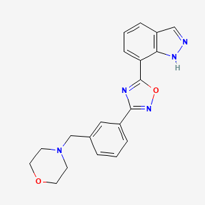 molecular formula C20H19N5O2 B7650541 4-[[3-[5-(1H-indazol-7-yl)-1,2,4-oxadiazol-3-yl]phenyl]methyl]morpholine 