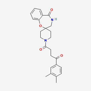 molecular formula C25H28N2O4 B7650615 1-(3,4-Dimethylphenyl)-4-(5-oxospiro[3,4-dihydro-1,4-benzoxazepine-2,4'-piperidine]-1'-yl)butane-1,4-dione 