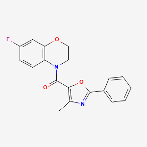 molecular formula C19H15FN2O3 B7650645 (7-Fluoro-2,3-dihydro-1,4-benzoxazin-4-yl)-(4-methyl-2-phenyl-1,3-oxazol-5-yl)methanone 