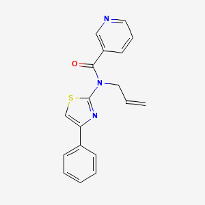 molecular formula C18H15N3OS B7650658 N-(4-phenyl-1,3-thiazol-2-yl)-N-prop-2-enylpyridine-3-carboxamide 