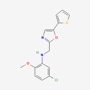 5-chloro-2-methoxy-N-[(5-thiophen-2-yl-1,3-oxazol-2-yl)methyl]aniline