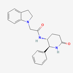 molecular formula C21H23N3O2 B7650800 2-(2,3-dihydroindol-1-yl)-N-[(2S,3R)-6-oxo-2-phenylpiperidin-3-yl]acetamide 