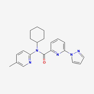 molecular formula C21H23N5O B7650852 N-cyclohexyl-N-(5-methylpyridin-2-yl)-6-pyrazol-1-ylpyridine-2-carboxamide 