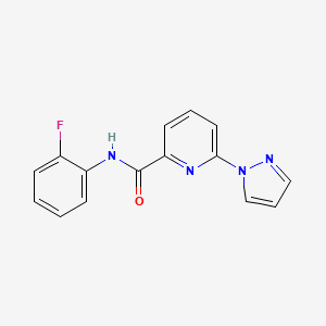 molecular formula C15H11FN4O B7650948 N-(2-fluorophenyl)-6-pyrazol-1-ylpyridine-2-carboxamide 