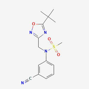 molecular formula C15H18N4O3S B7650984 N-[(5-tert-butyl-1,2,4-oxadiazol-3-yl)methyl]-N-(3-cyanophenyl)methanesulfonamide 