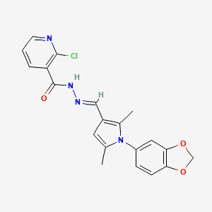 molecular formula C20H17ClN4O3 B7651006 N-[(E)-[1-(1,3-benzodioxol-5-yl)-2,5-dimethylpyrrol-3-yl]methylideneamino]-2-chloropyridine-3-carboxamide 