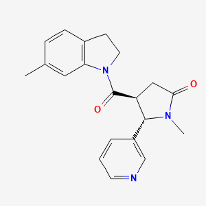 molecular formula C20H21N3O2 B7651030 (4S,5S)-1-methyl-4-(6-methyl-2,3-dihydroindole-1-carbonyl)-5-pyridin-3-ylpyrrolidin-2-one 