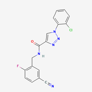 molecular formula C17H11ClFN5O B7651229 1-(2-chlorophenyl)-N-[(5-cyano-2-fluorophenyl)methyl]triazole-4-carboxamide 