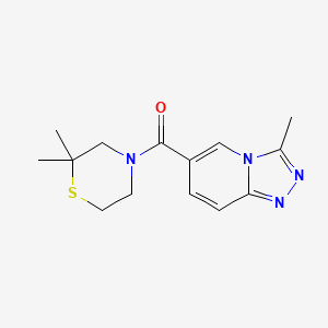 molecular formula C14H18N4OS B7651287 (2,2-Dimethylthiomorpholin-4-yl)-(3-methyl-[1,2,4]triazolo[4,3-a]pyridin-6-yl)methanone 