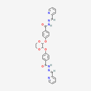 molecular formula C30H26N6O6 B7651297 N-[(E)-pyridin-2-ylmethylideneamino]-4-[[3-[4-[[(E)-pyridin-2-ylmethylideneamino]carbamoyl]phenoxy]-1,4-dioxan-2-yl]oxy]benzamide 