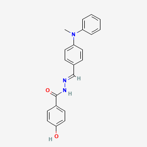 molecular formula C21H19N3O2 B7651365 4-hydroxy-N'-[(E)-{4-[methyl(phenyl)amino]phenyl}methylidene]benzohydrazide 