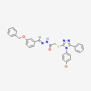 2-[[4-(4-bromophenyl)-5-phenyl-1,2,4-triazol-3-yl]sulfanyl]-N-[(E)-(3-phenylmethoxyphenyl)methylideneamino]acetamide