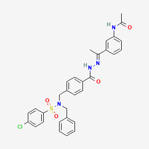 N-[(E)-1-(3-acetamidophenyl)ethylideneamino]-4-[[benzyl-(4-chlorophenyl)sulfonylamino]methyl]benzamide