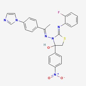 molecular formula C26H21FN6O3S B7651423 2-(2-fluorophenyl)imino-3-[(E)-1-(4-imidazol-1-ylphenyl)ethylideneamino]-4-(4-nitrophenyl)-1,3-thiazolidin-4-ol 