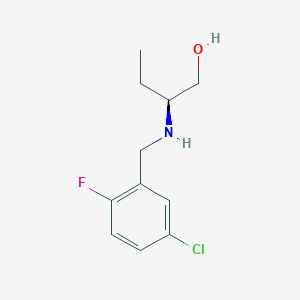 molecular formula C11H15ClFNO B7651447 (2S)-2-[(5-chloro-2-fluorophenyl)methylamino]butan-1-ol 