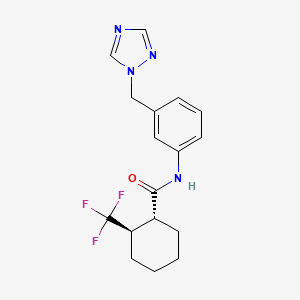 molecular formula C17H19F3N4O B7651469 (1R,2R)-N-[3-(1,2,4-triazol-1-ylmethyl)phenyl]-2-(trifluoromethyl)cyclohexane-1-carboxamide 