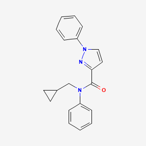 molecular formula C20H19N3O B7651471 N-(cyclopropylmethyl)-N,1-diphenylpyrazole-3-carboxamide 