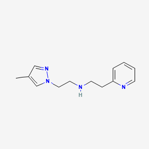 molecular formula C13H18N4 B7651486 N-[2-(4-methylpyrazol-1-yl)ethyl]-2-pyridin-2-ylethanamine 