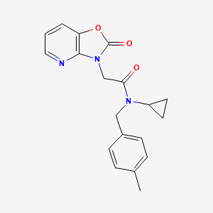 molecular formula C19H19N3O3 B7651577 N-cyclopropyl-N-[(4-methylphenyl)methyl]-2-(2-oxo-[1,3]oxazolo[4,5-b]pyridin-3-yl)acetamide 