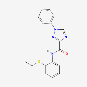 molecular formula C18H18N4OS B7651829 1-phenyl-N-(2-propan-2-ylsulfanylphenyl)-1,2,4-triazole-3-carboxamide 