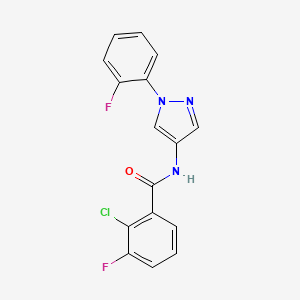 molecular formula C16H10ClF2N3O B7651911 2-chloro-3-fluoro-N-[1-(2-fluorophenyl)pyrazol-4-yl]benzamide 