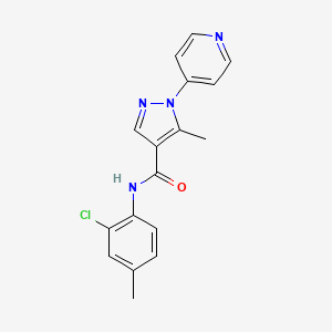 molecular formula C17H15ClN4O B7651933 N-(2-chloro-4-methylphenyl)-5-methyl-1-pyridin-4-ylpyrazole-4-carboxamide 