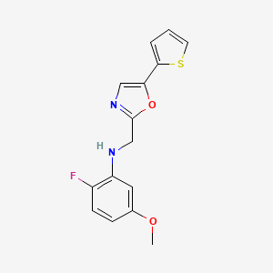 2-fluoro-5-methoxy-N-[(5-thiophen-2-yl-1,3-oxazol-2-yl)methyl]aniline