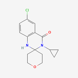 6-chloro-3-cyclopropylspiro[1H-quinazoline-2,4'-oxane]-4-one