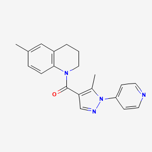 molecular formula C20H20N4O B7651968 (6-methyl-3,4-dihydro-2H-quinolin-1-yl)-(5-methyl-1-pyridin-4-ylpyrazol-4-yl)methanone 