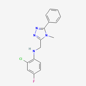 molecular formula C16H14ClFN4 B7651985 2-chloro-4-fluoro-N-[(4-methyl-5-phenyl-1,2,4-triazol-3-yl)methyl]aniline 