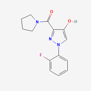 molecular formula C14H14FN3O2 B7652027 [1-(2-Fluorophenyl)-4-hydroxypyrazol-3-yl]-pyrrolidin-1-ylmethanone 